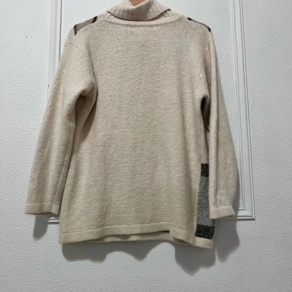 Vintage cowl neck boho tribal print silk angora rabbit hair sweater M